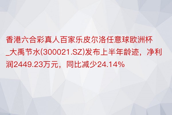 香港六合彩真人百家乐皮尔洛任意球欧洲杯_大禹节水(300021.SZ)发布上半年龄迹，净利润2449.23万元，同比减少24.14%