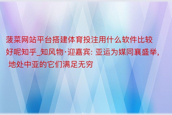 菠菜网站平台搭建体育投注用什么软件比较好呢知乎_知风物·迎嘉宾: 亚运为媒同襄盛举, 地处中亚的它们满足无穷