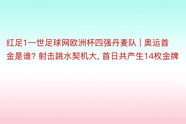 红足1—世足球网欧洲杯四强丹麦队 | 奥运首金是谁? 射击跳水契机大, 首日共产生14枚金牌