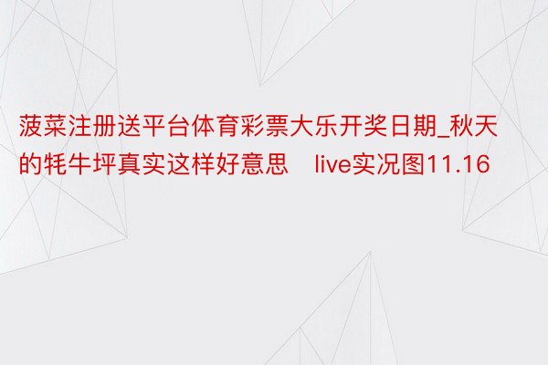 菠菜注册送平台体育彩票大乐开奖日期_秋天的牦牛坪真实这样好意思❗live实况图11.16